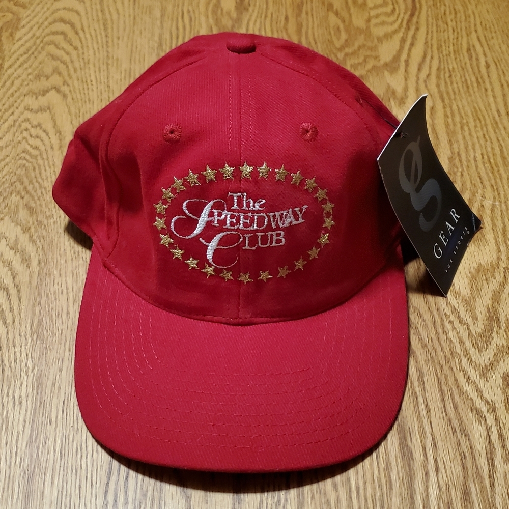 NEW Vintage Men's The Speedway Club Red Trucker Hat Adjustable Cap Deadstock